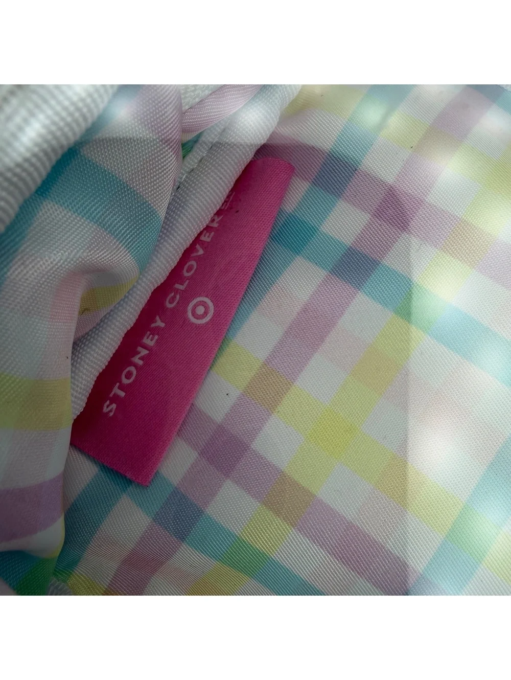 Stoney Clover LN Target White Pastel Gingham Clear Front Zipper Close Makeup Bag